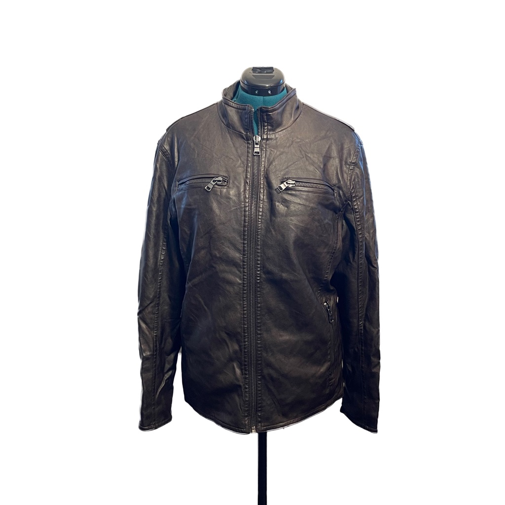 Pronto Uomo Camel Leather Modern Fit Moto Jacket